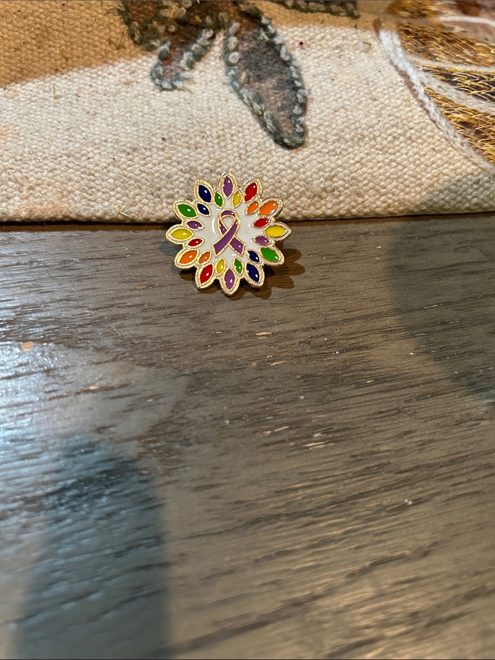 Rainbow Awareness Ribbon Enamel Pin -